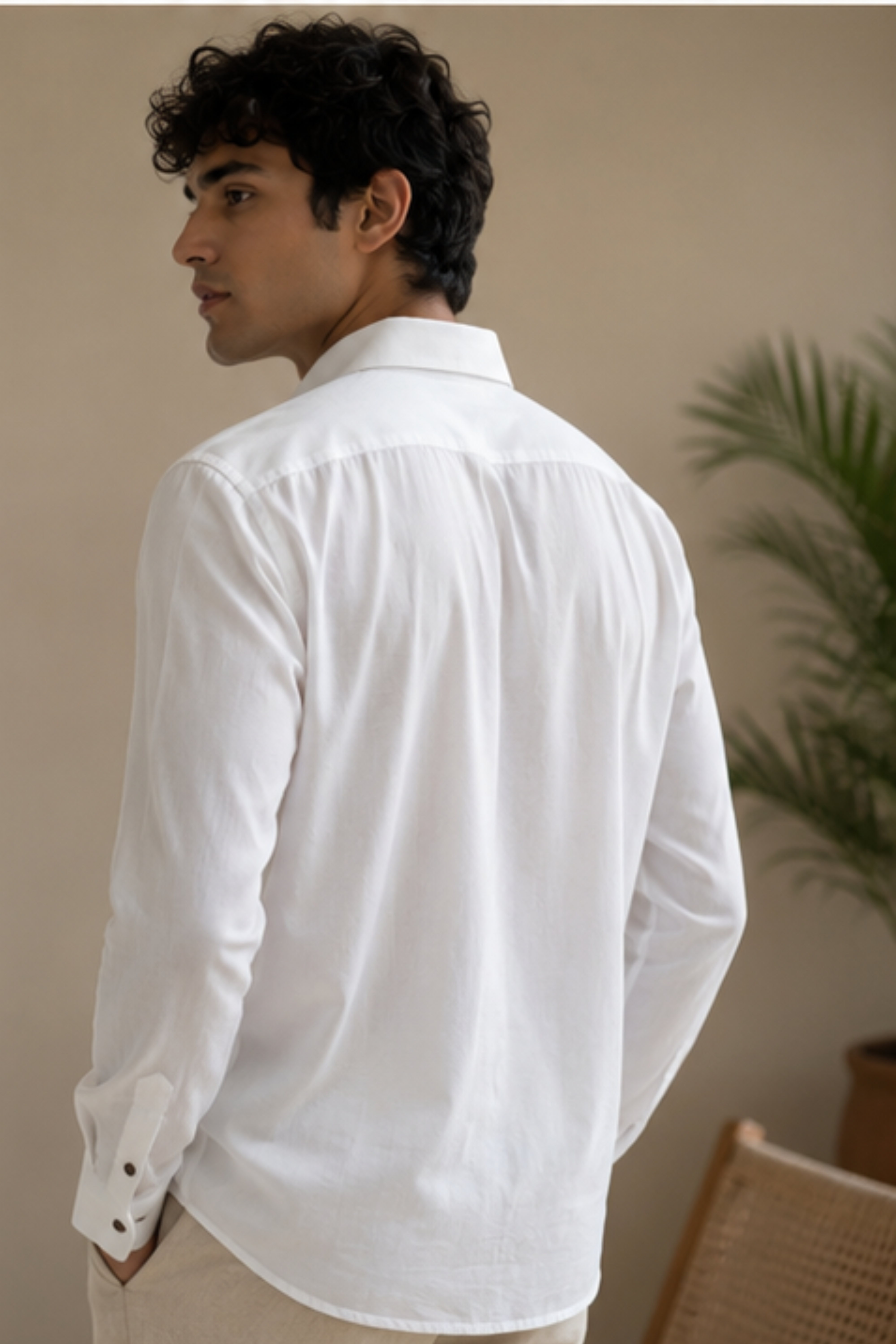 Noir Tencel™ Satin Tuxedo Shirt – Optic White Full Sleeve Shirt for Men