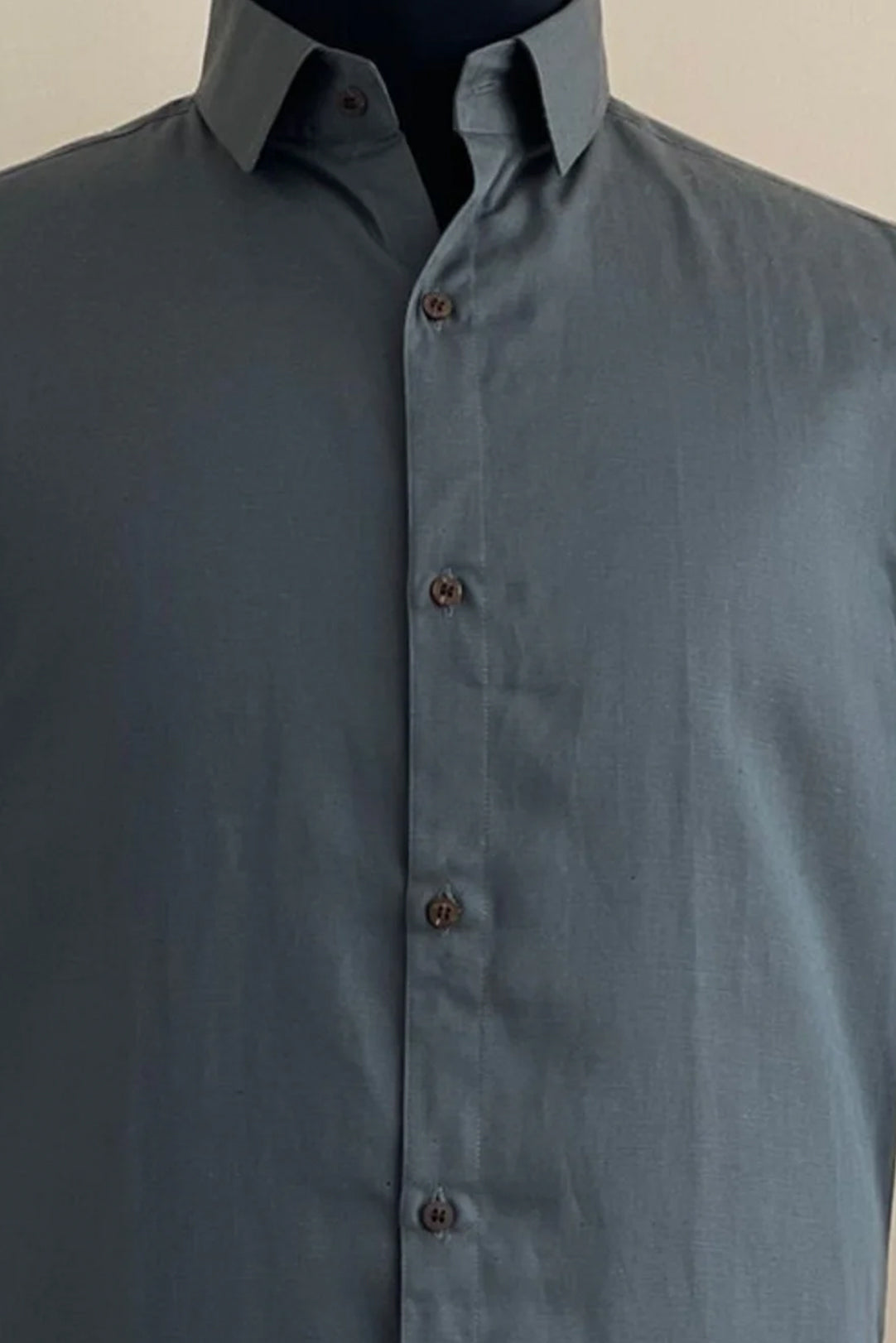 Steel Grey Tencel™ Shirt with Spread Collar