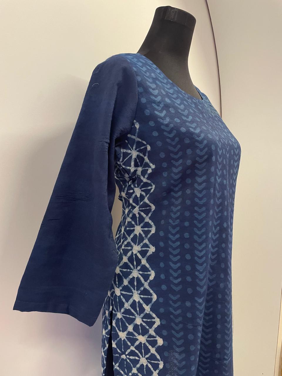 Indigo Round-Neck Kurti