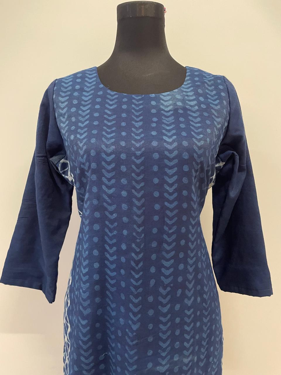 Indigo Round-Neck Kurti