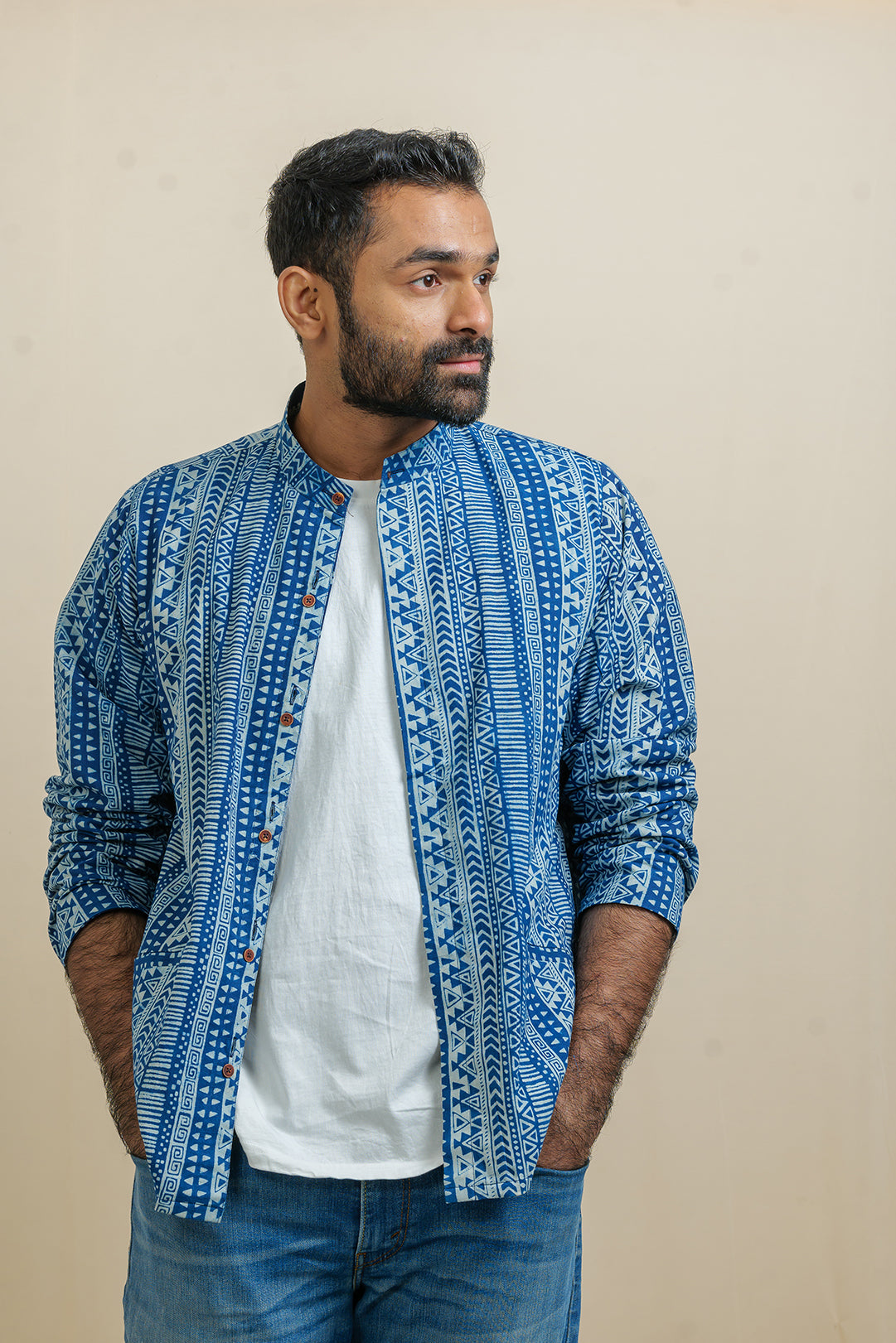 HAKA-TRIBE REVERSIBLE INDIGO SUMMER UNISEX JACKET