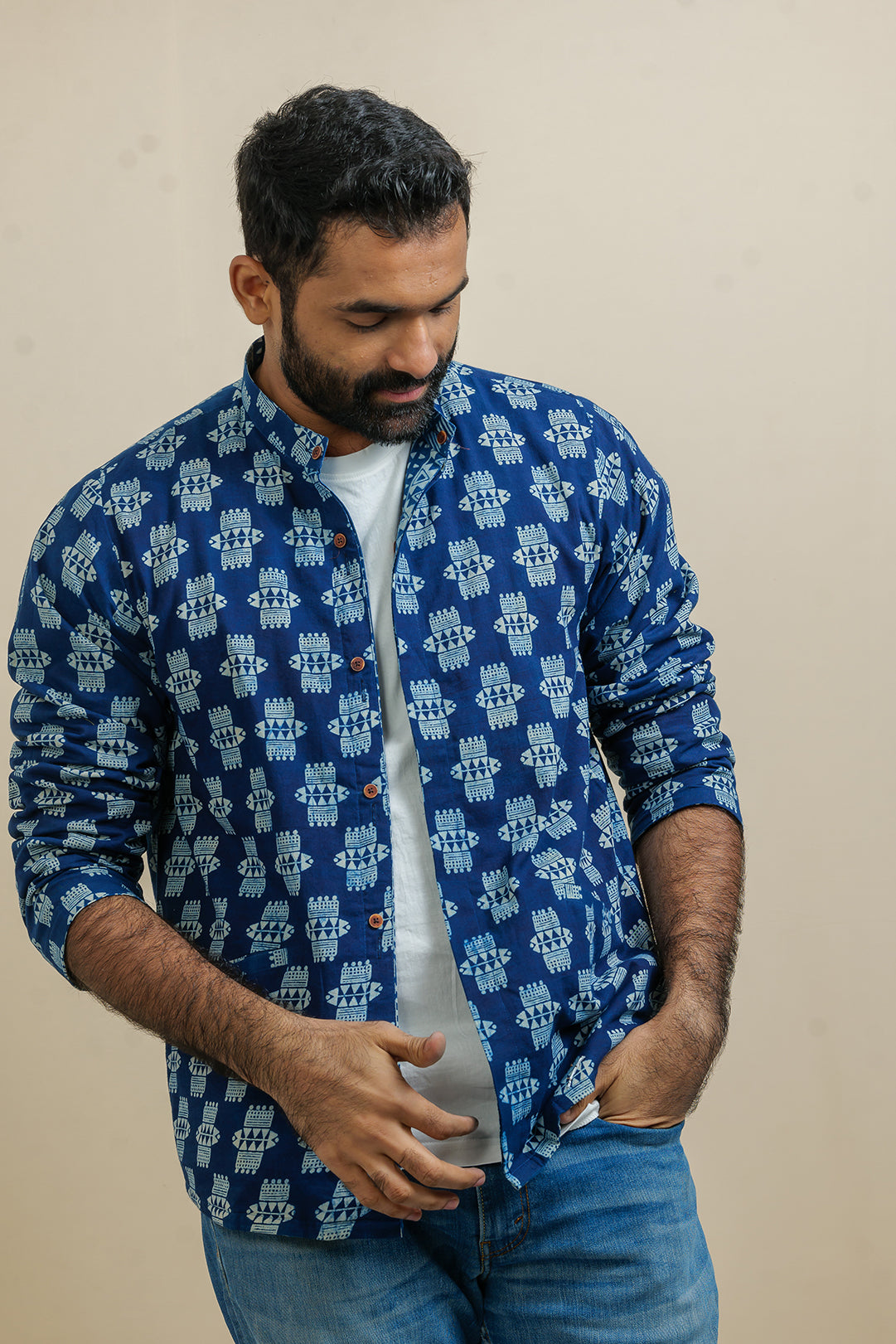 HAKA-TRIBE REVERSIBLE INDIGO SUMMER UNISEX JACKET