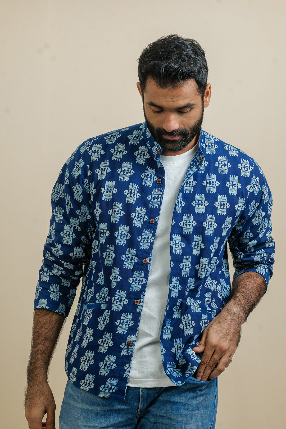 HAKA-TRIBE REVERSIBLE INDIGO SUMMER UNISEX JACKET