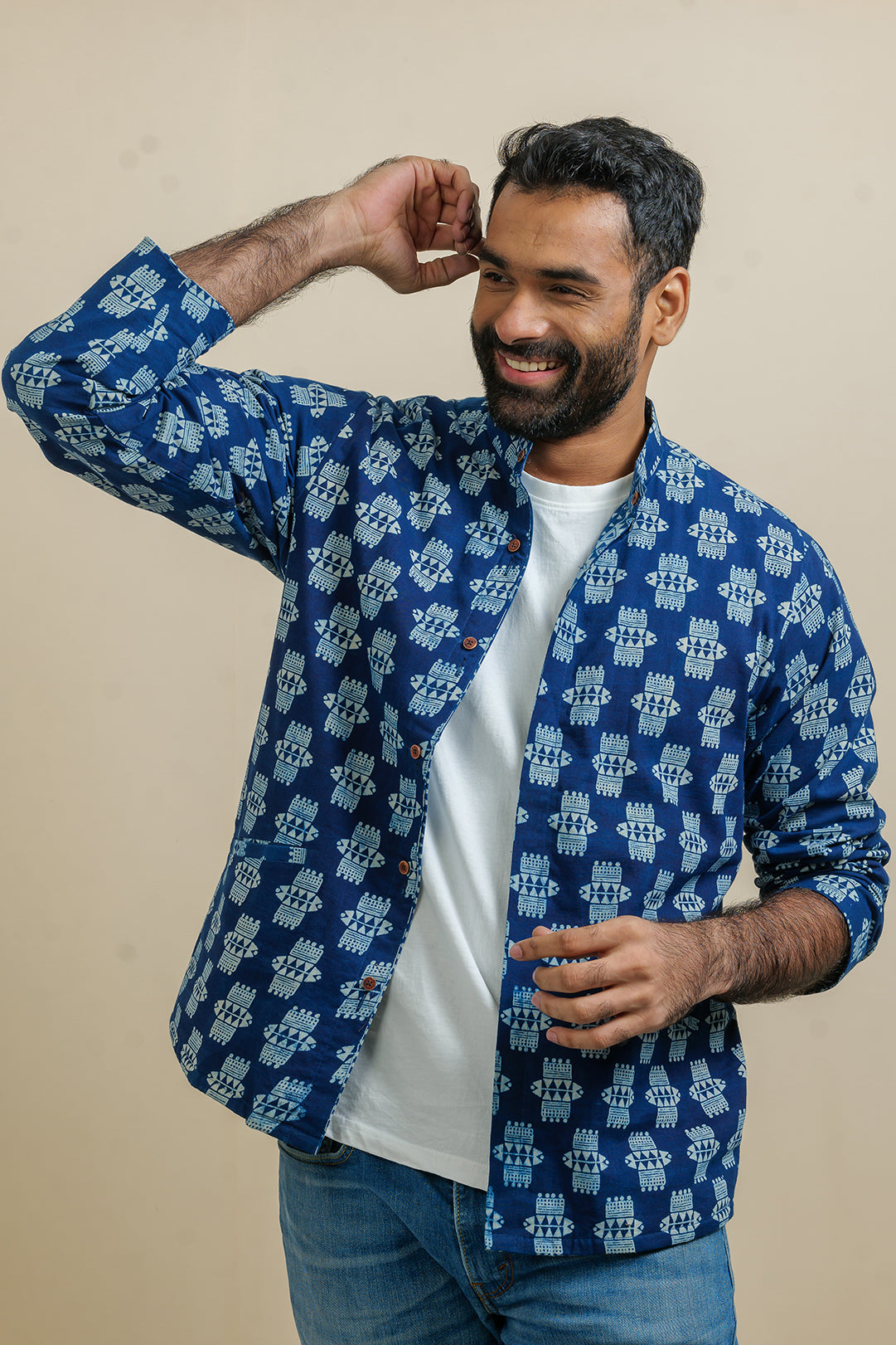 HAKA-TRIBE REVERSIBLE INDIGO SUMMER UNISEX JACKET