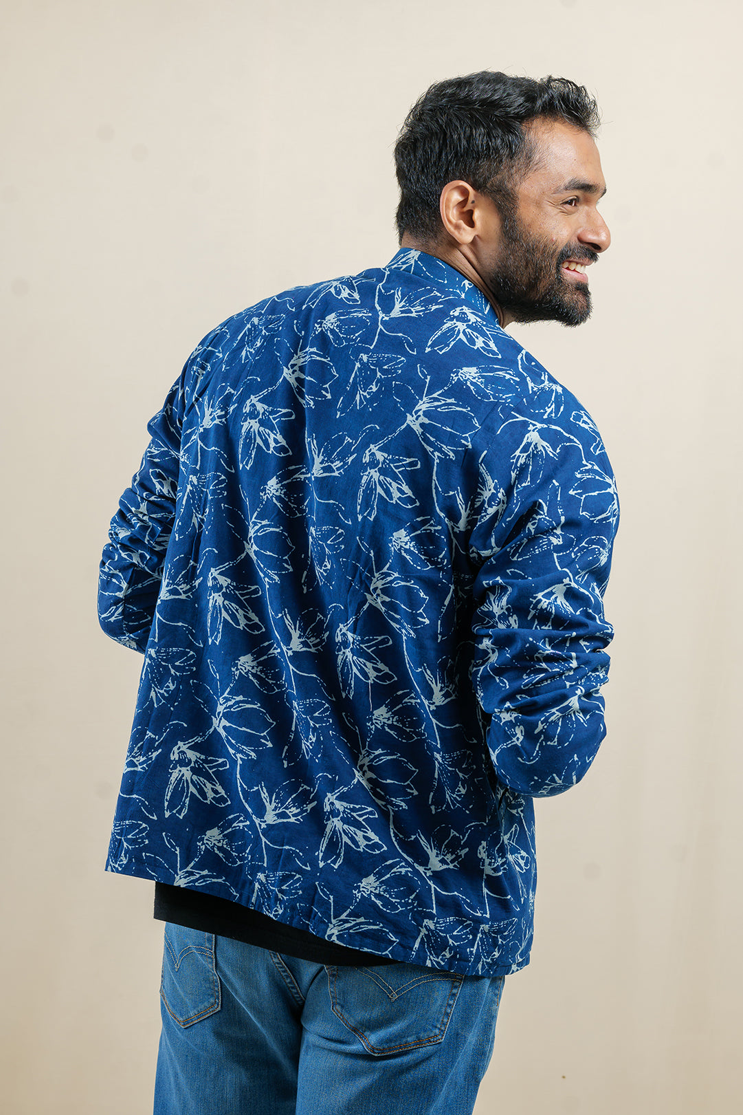 HAKA-FLORA REVERSIBLE INDIGO SUMMER UNISEX JACKET