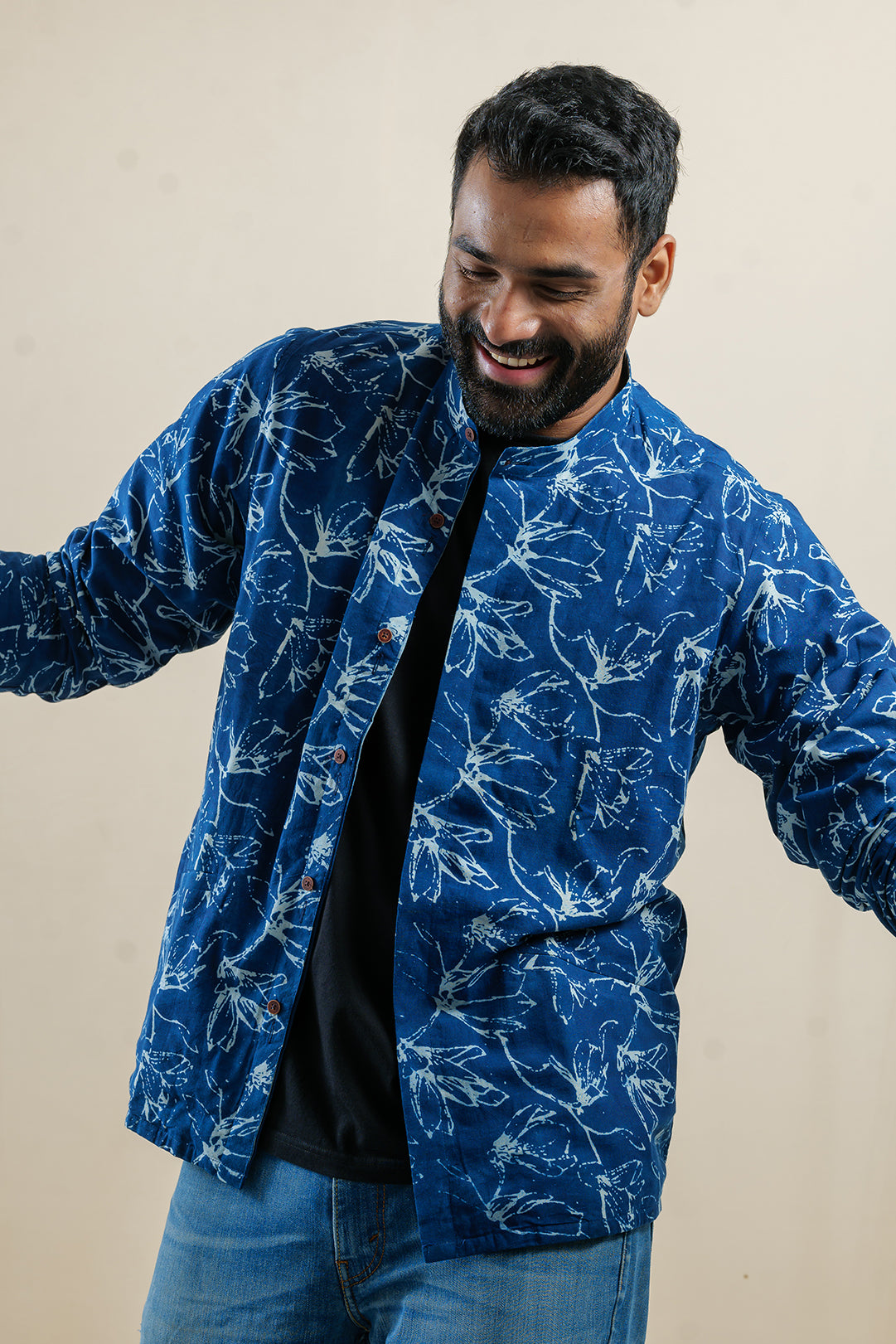 HAKA-FLORA REVERSIBLE INDIGO SUMMER UNISEX JACKET