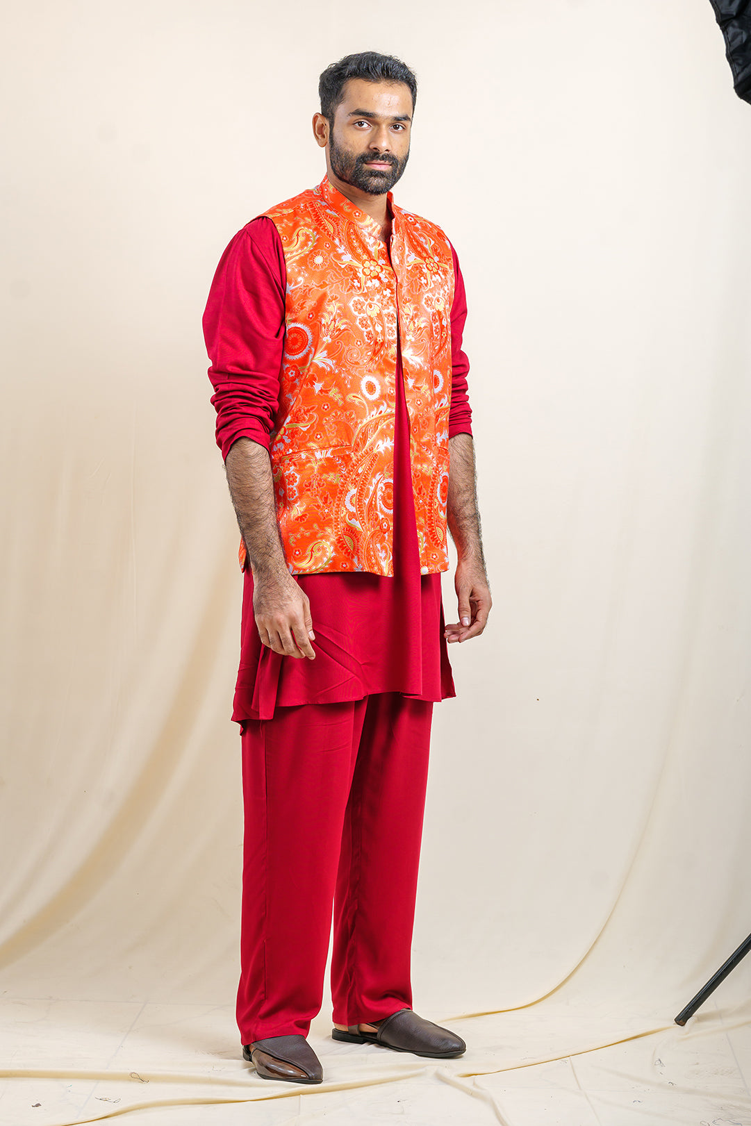 Splendour Mashru Silk Bandhgala Nehru Jacket