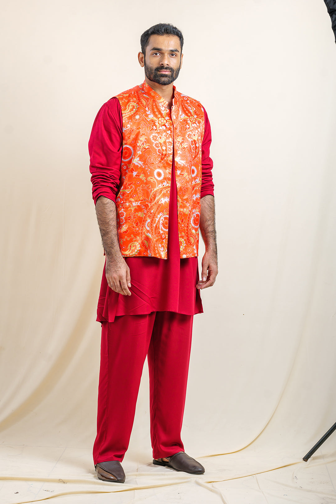 Splendour Mashru Silk Bandhgala Nehru Jacket