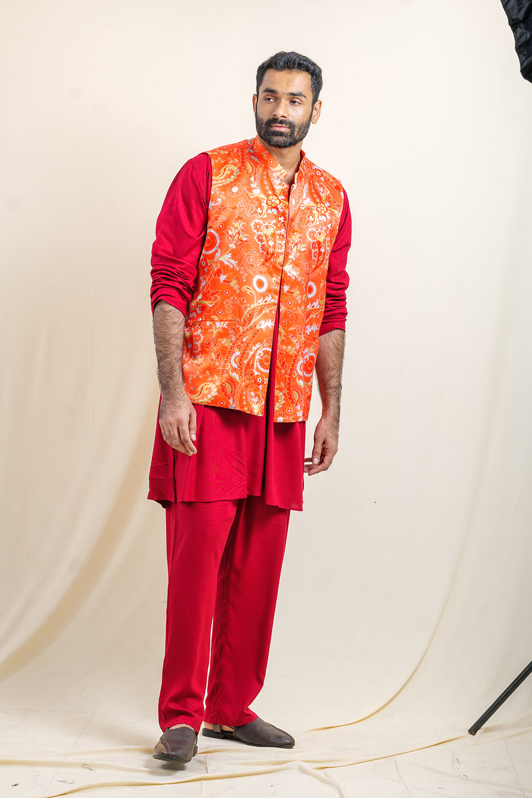 Splendour Mashru Silk Bandhgala Nehru Jacket