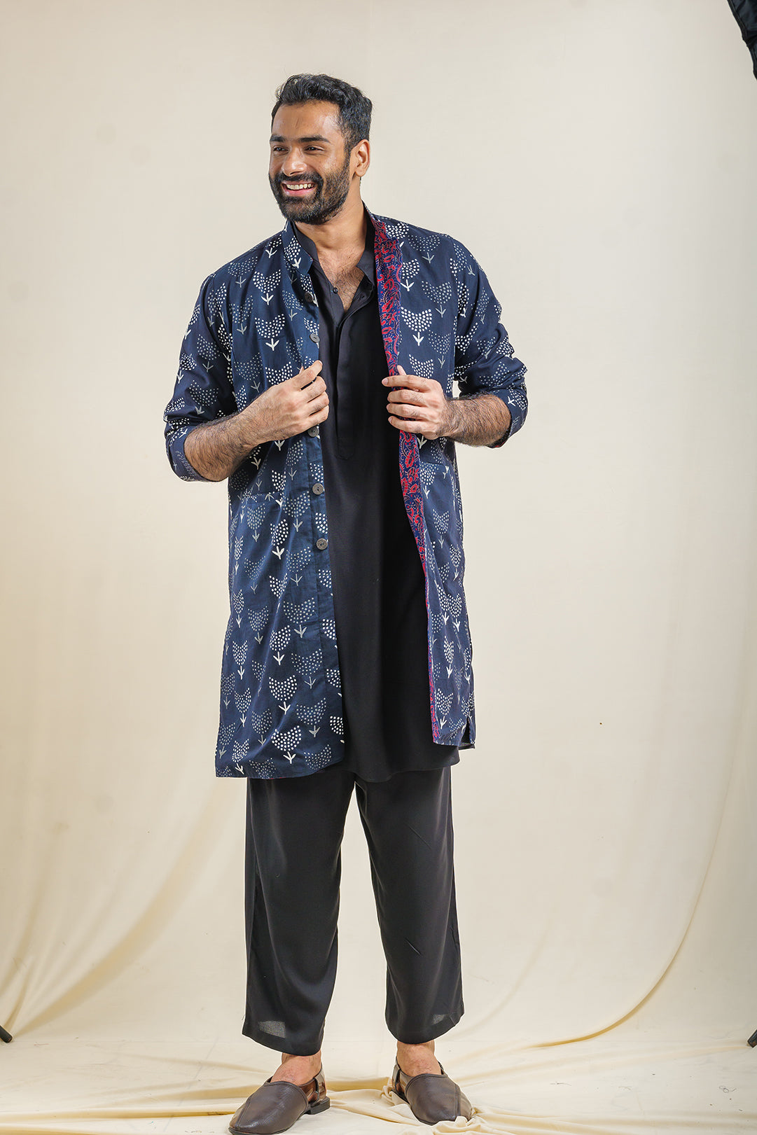 Mehfil Dark Aurora-Astral Reversible Jacket Kurta