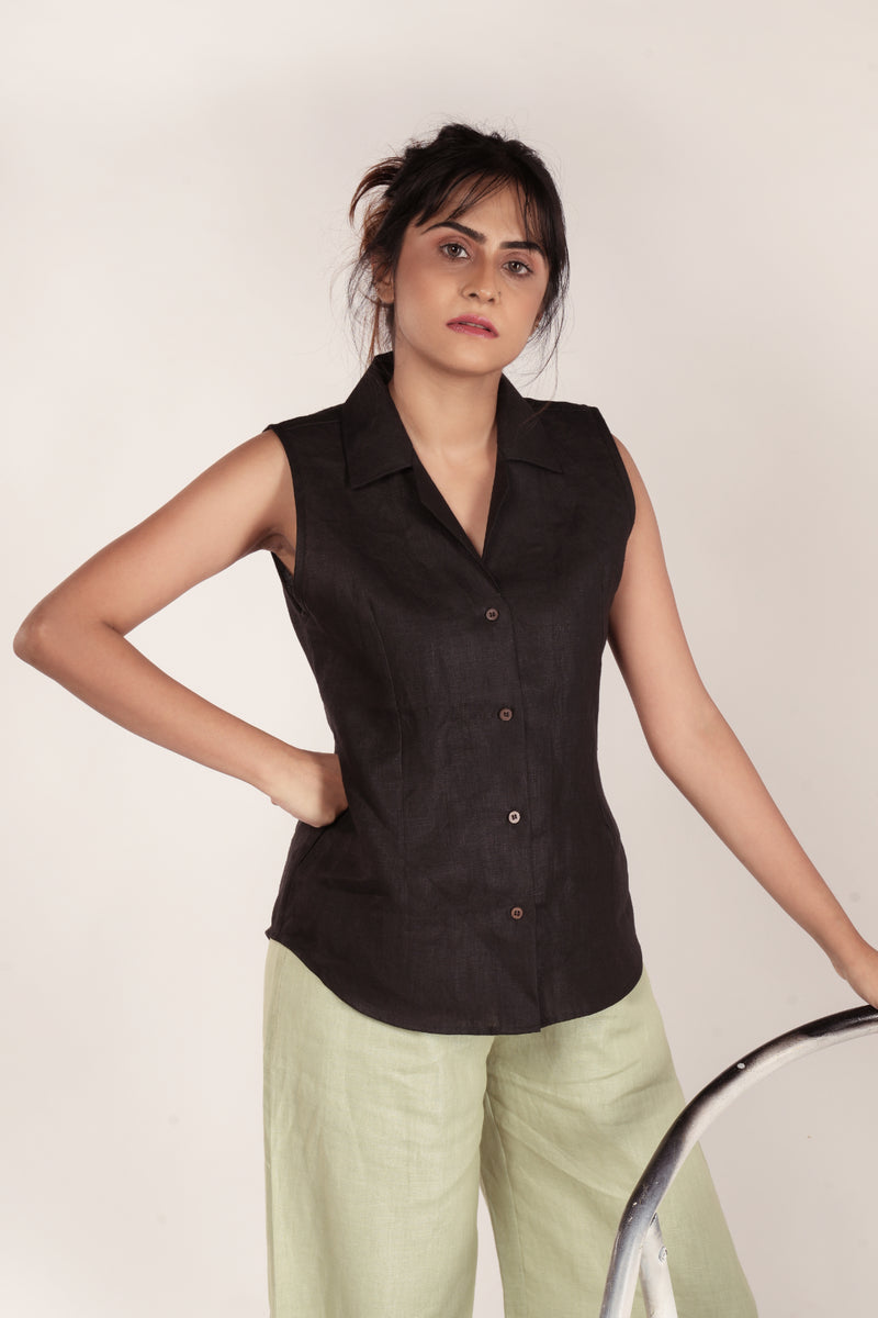 Sleeveless shirt for women in Hemp – Antaratma™